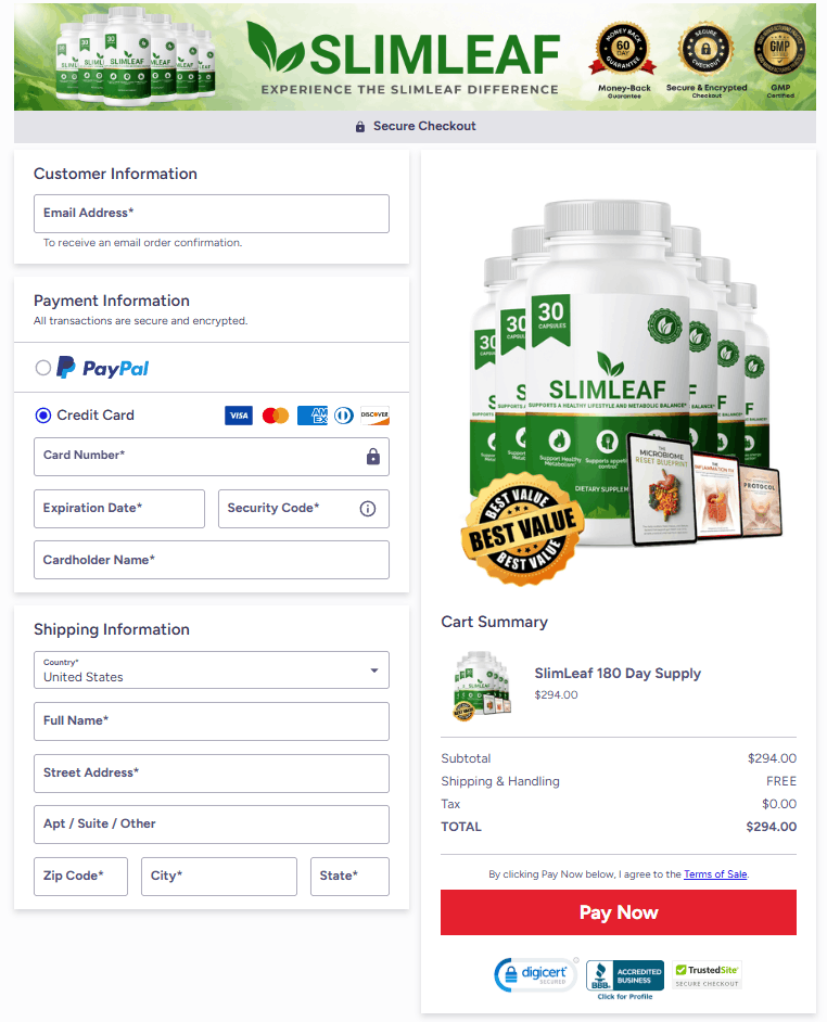 SlimLeaf order form